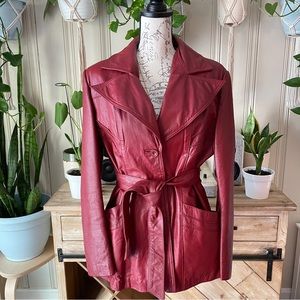 🥀 Vintage Red Leather Jacket Vintage 70s 90s 🥀